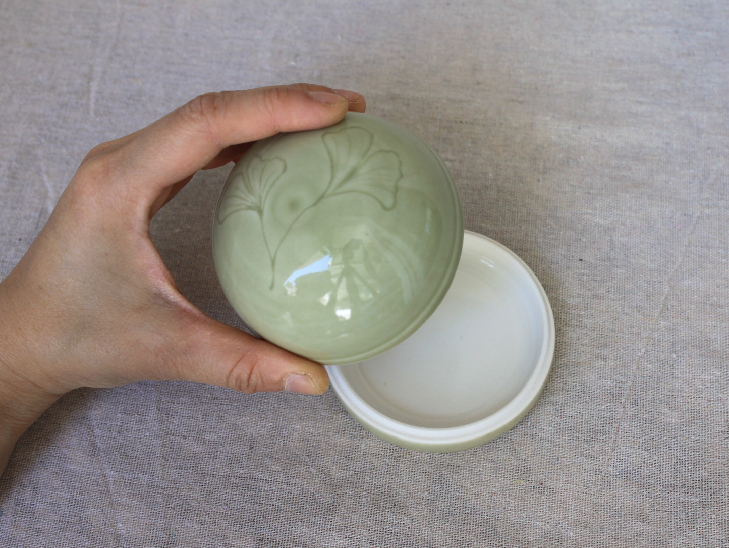 Handmade porcelain trinket box / lidded jar / jewelry box