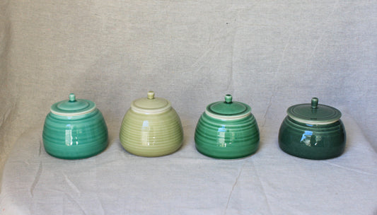 Handmade Celadon Green Ceramic Jar with Lid: Food-Safe Porcelain
