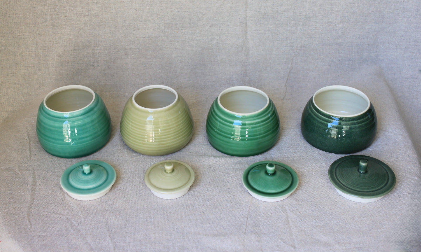 Handmade Celadon Green Ceramic Jar with Lid: Food-Safe Porcelain