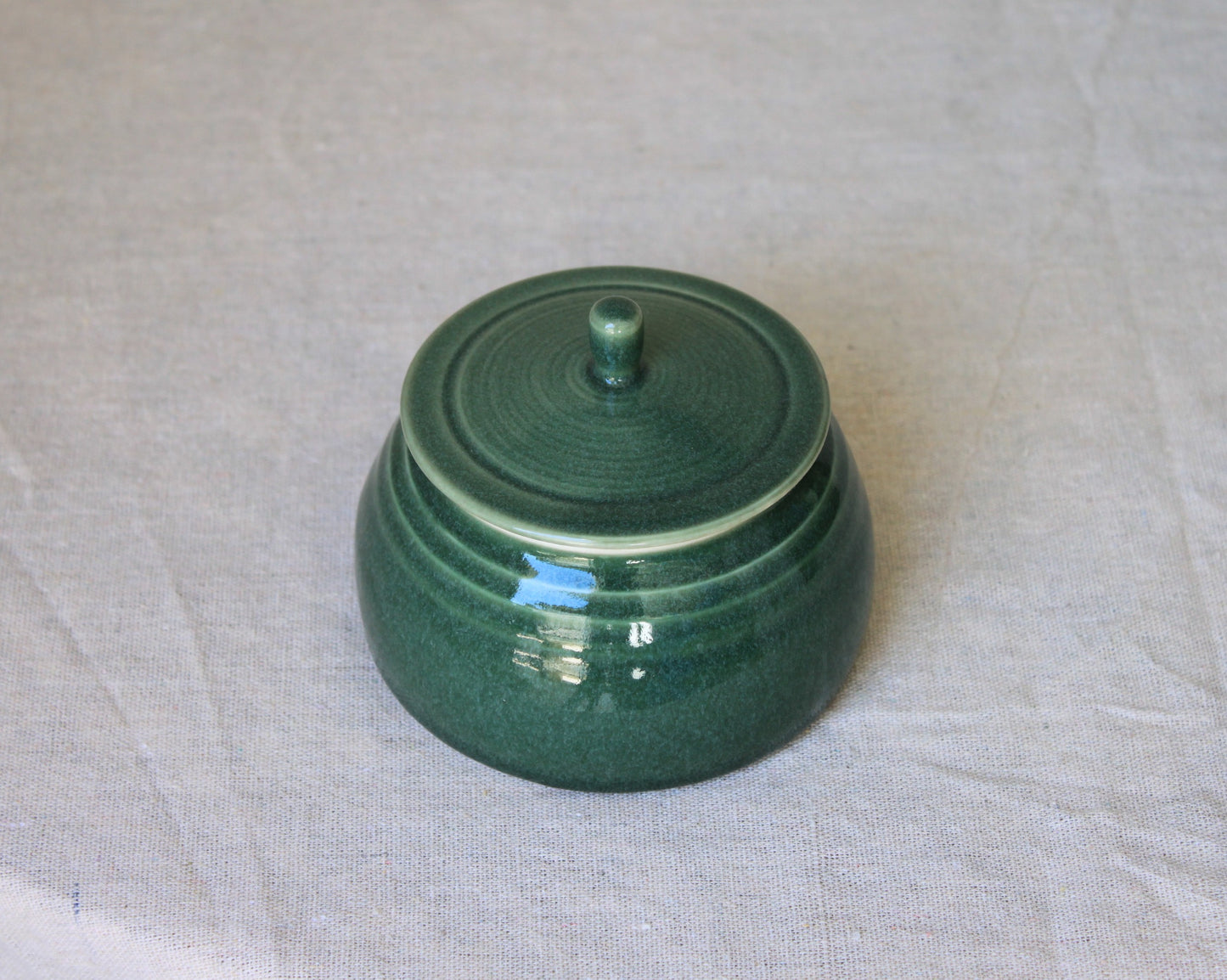Handmade Celadon Green Ceramic Jar with Lid: Food-Safe Porcelain