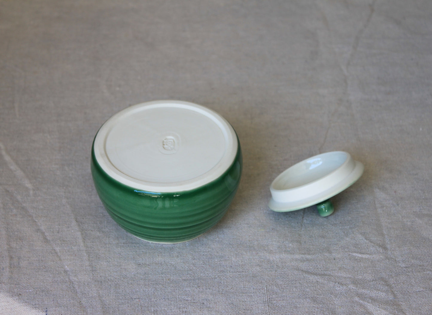 Handmade Celadon Green Ceramic Jar with Lid: Food-Safe Porcelain