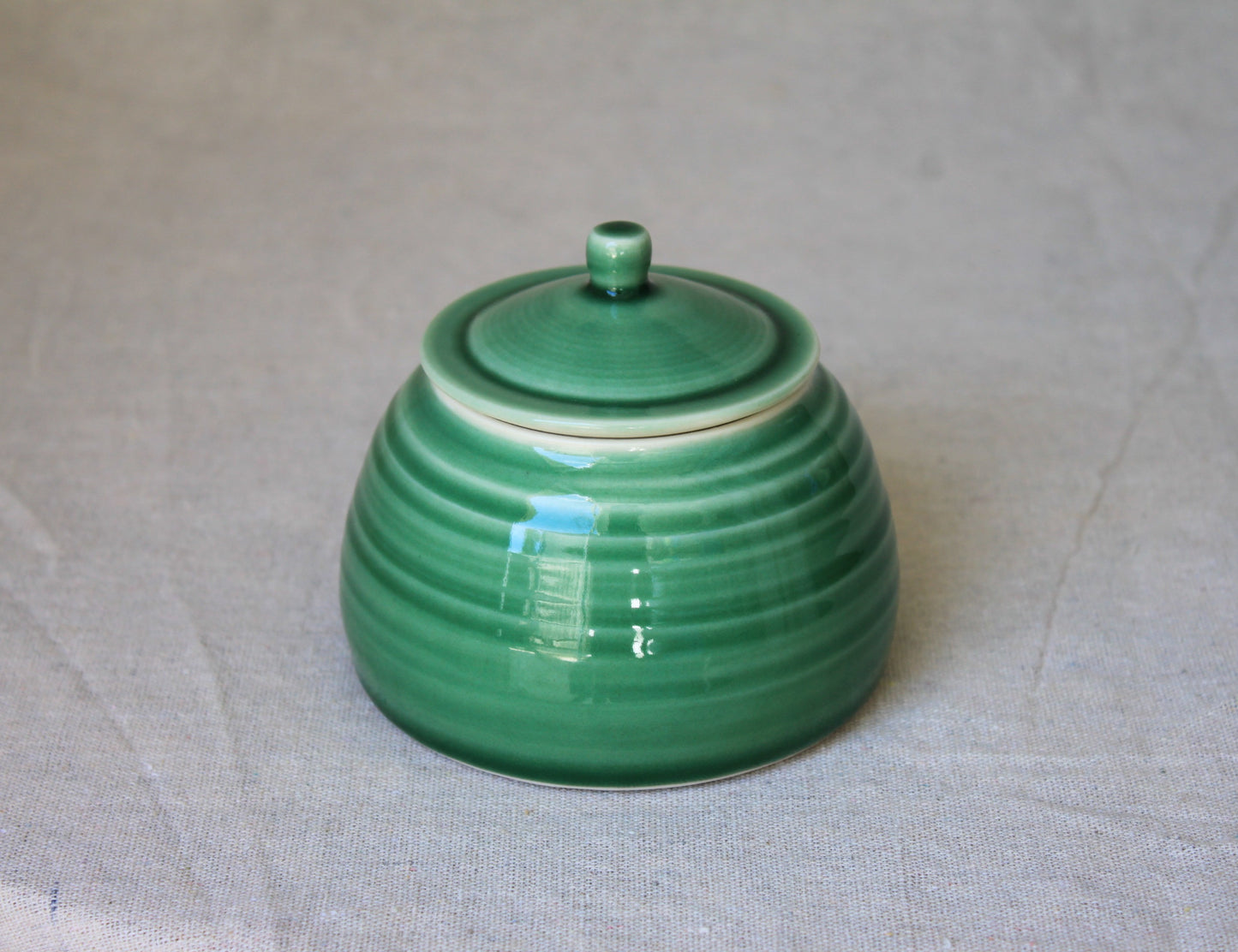 Handmade Celadon Green Ceramic Jar with Lid: Food-Safe Porcelain