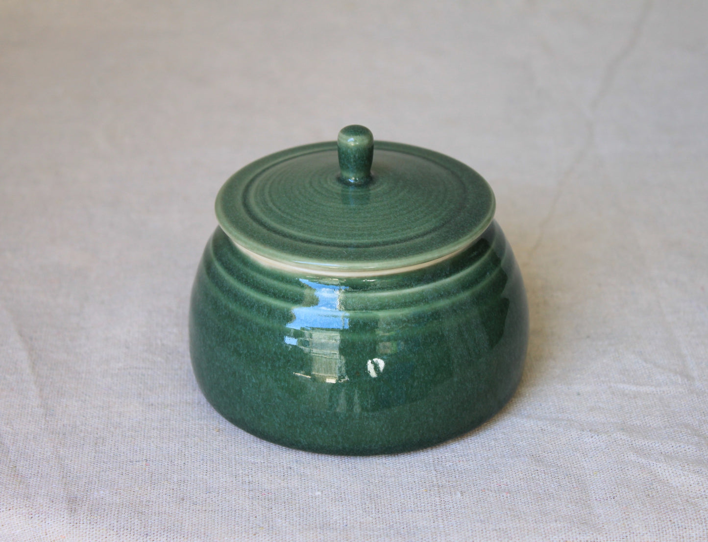 Handmade Celadon Green Ceramic Jar with Lid: Food-Safe Porcelain