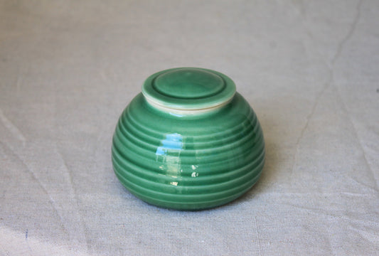 Handmade Celadon Green Ceramic Jar with Lid: Food-Safe Porcelain