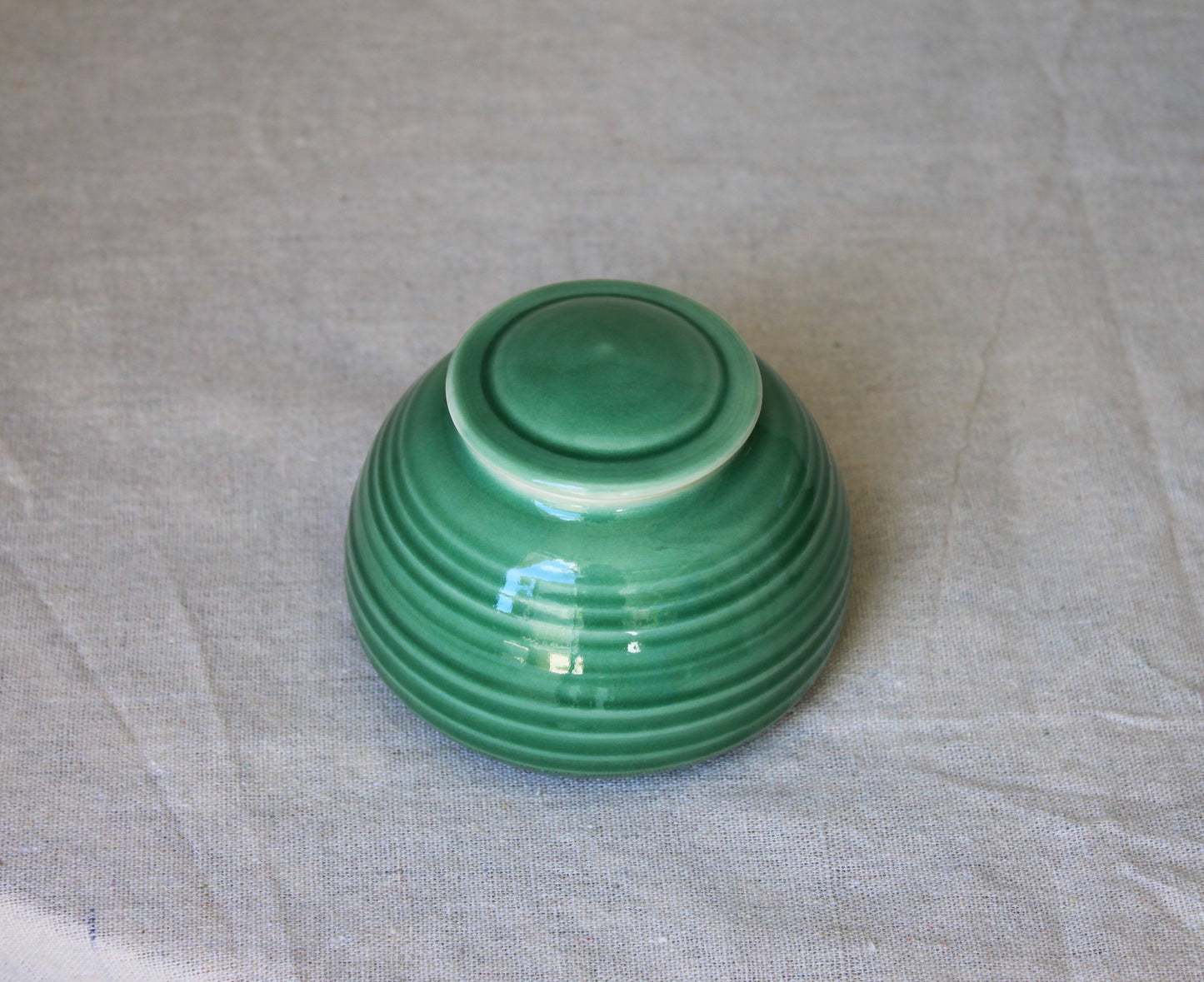 Handmade Celadon Green Ceramic Jar with Lid: Food-Safe Porcelain