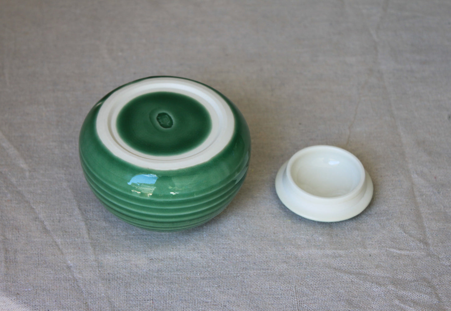 Handmade Celadon Green Ceramic Jar with Lid: Food-Safe Porcelain