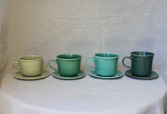 Handmade Porcelain Coffee Mug with Saucer