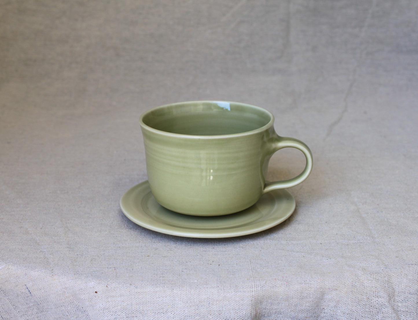 Handmade Porcelain Coffee Mug with Saucer