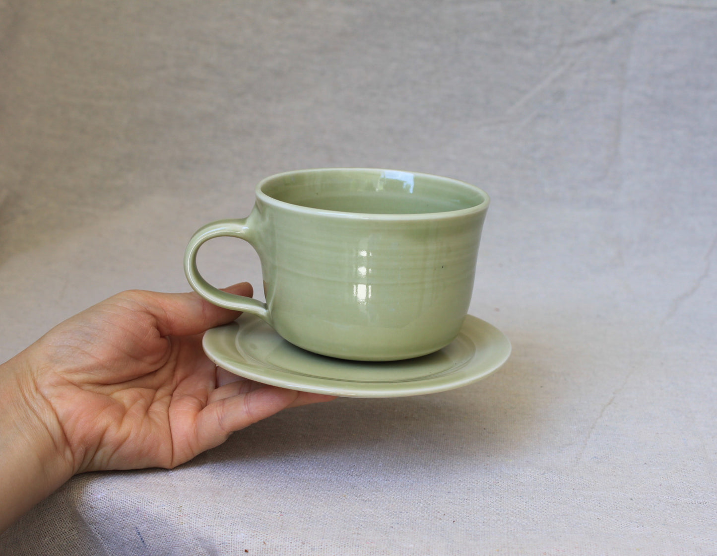 Handmade Porcelain Coffee Mug with Saucer