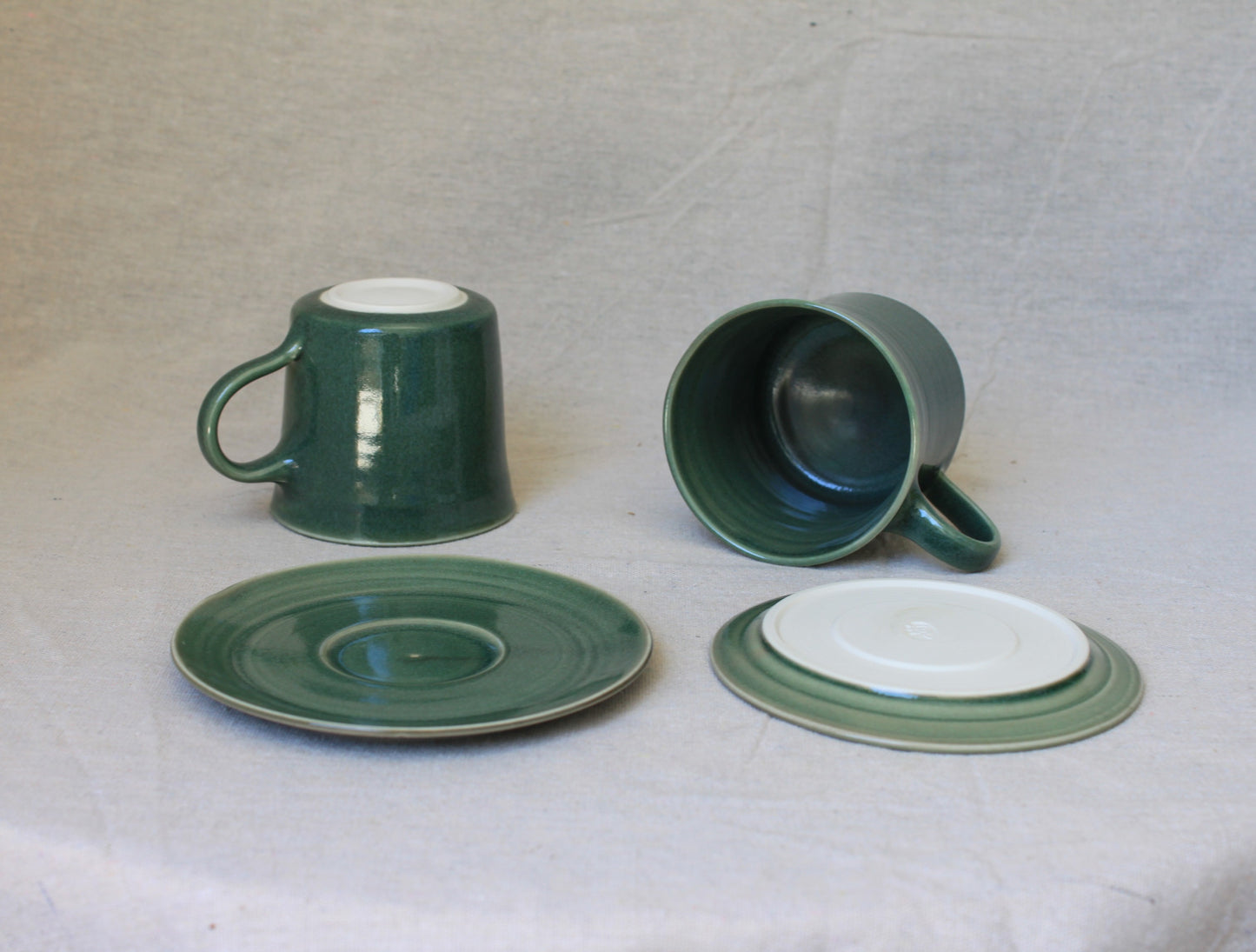 Handmade Porcelain Coffee Mug with Saucer