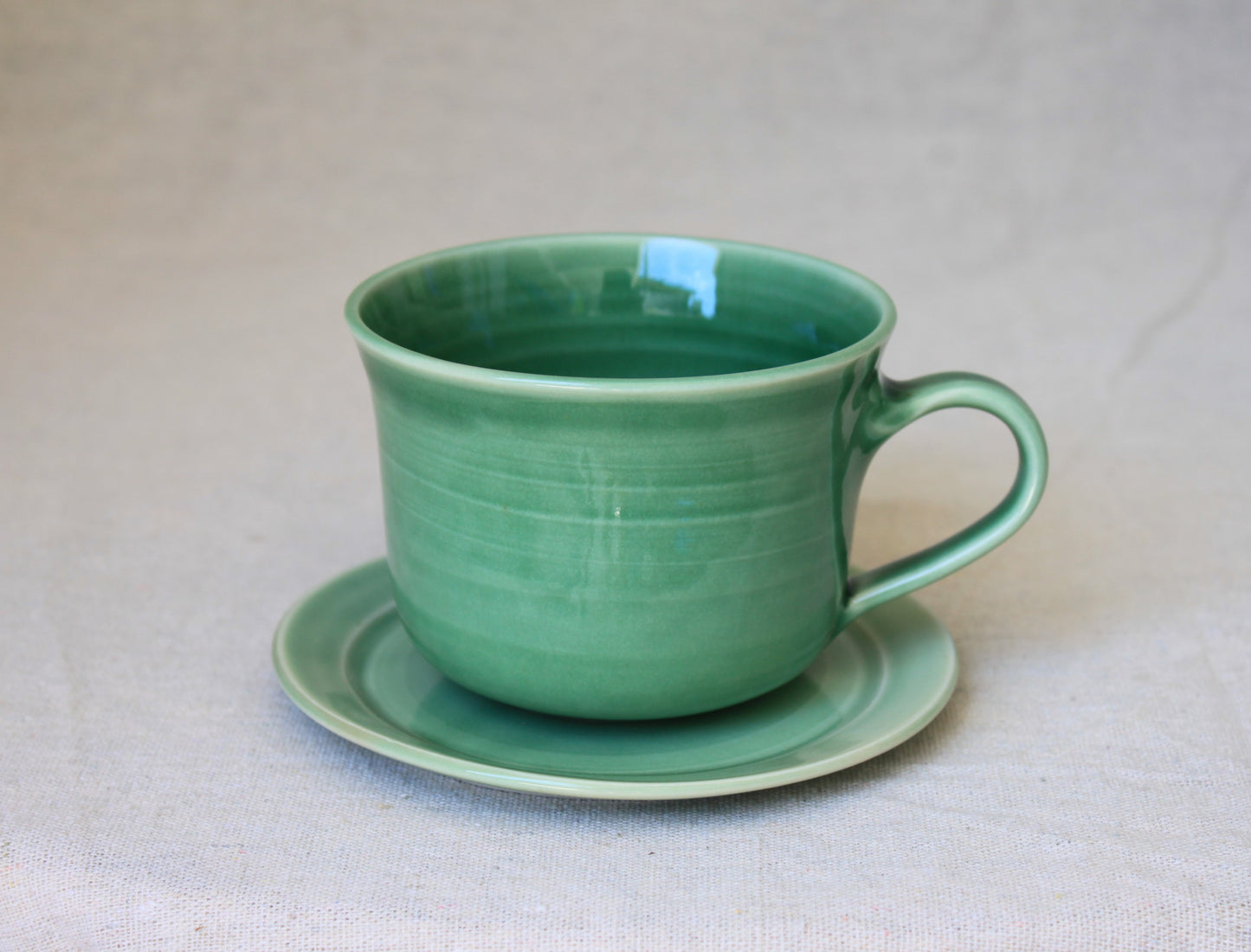 Handmade Porcelain Coffee Mug with Saucer