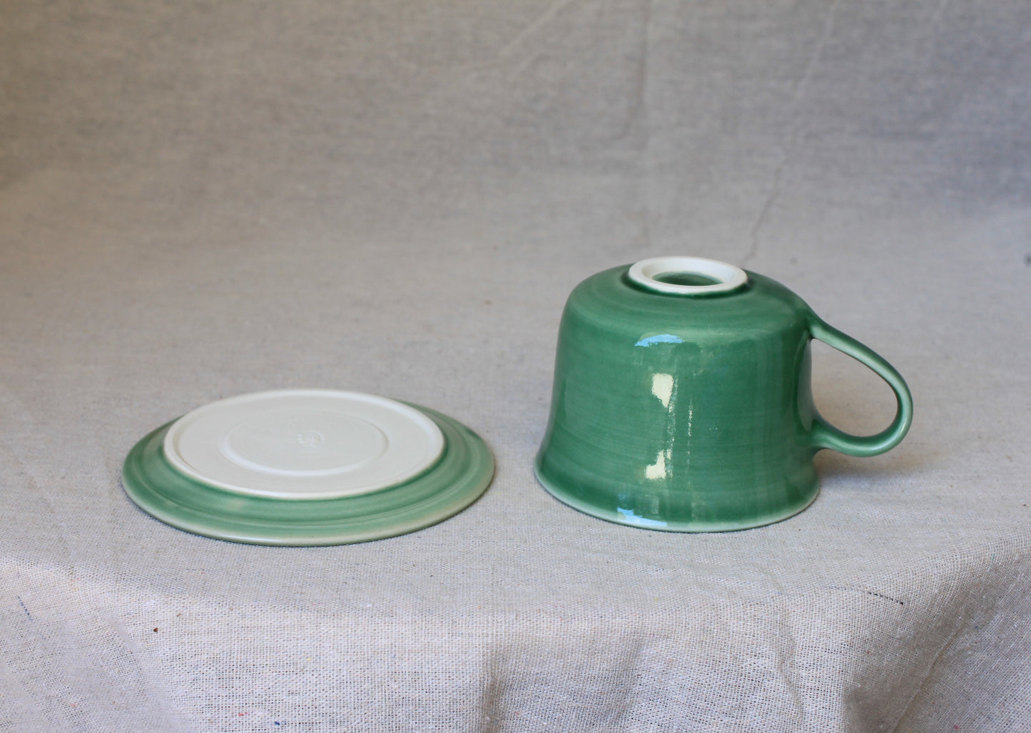 Handmade Porcelain Coffee Mug with Saucer