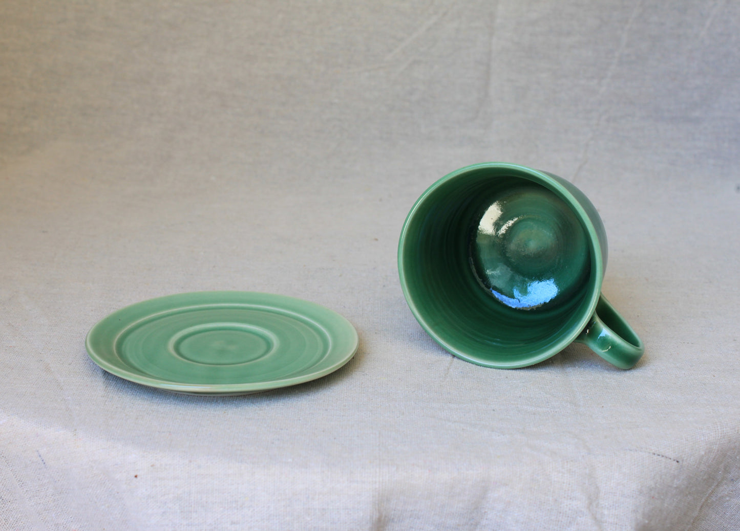 Handmade Porcelain Coffee Mug with Saucer