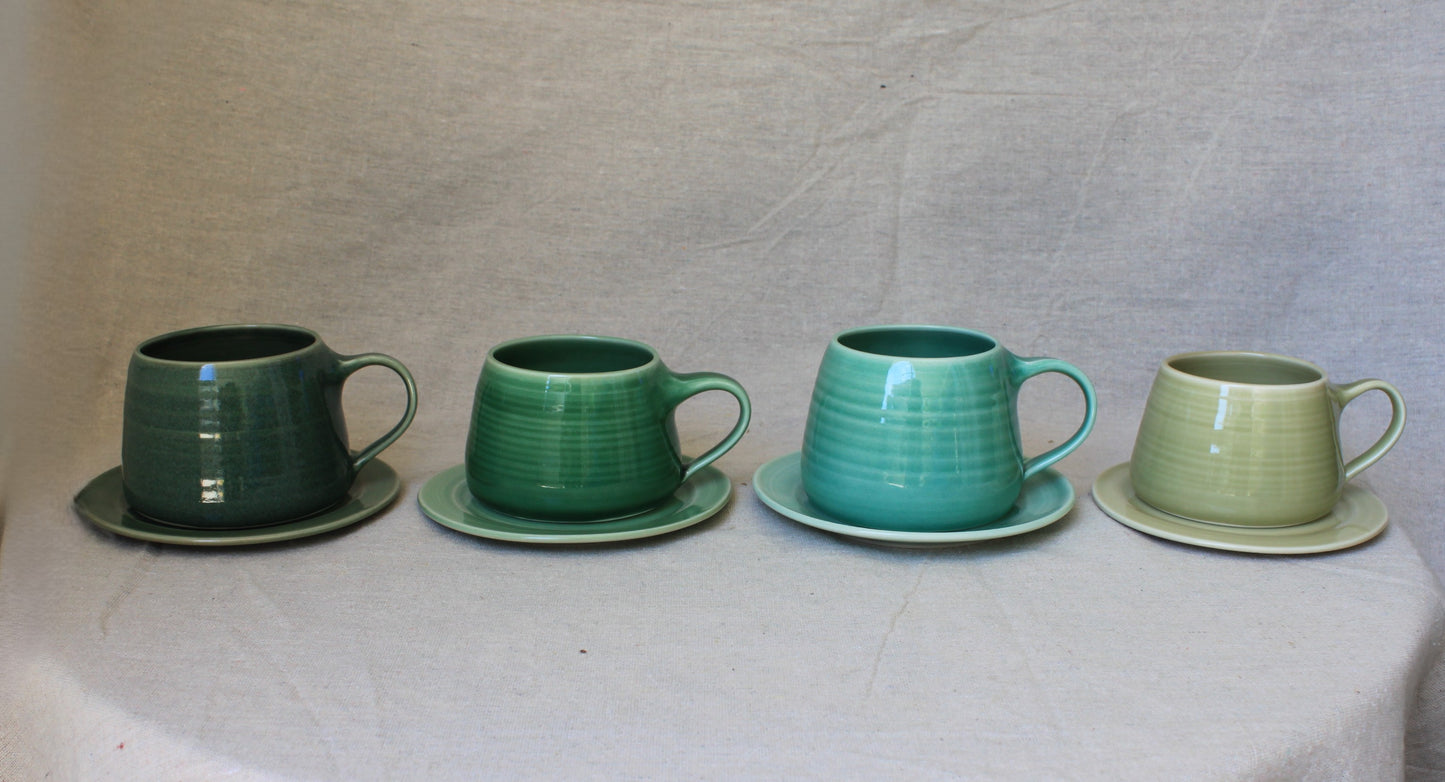 Handmade Porcelain Coffee Mug with Saucer