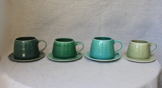 Handmade Porcelain Coffee Mug with Saucer