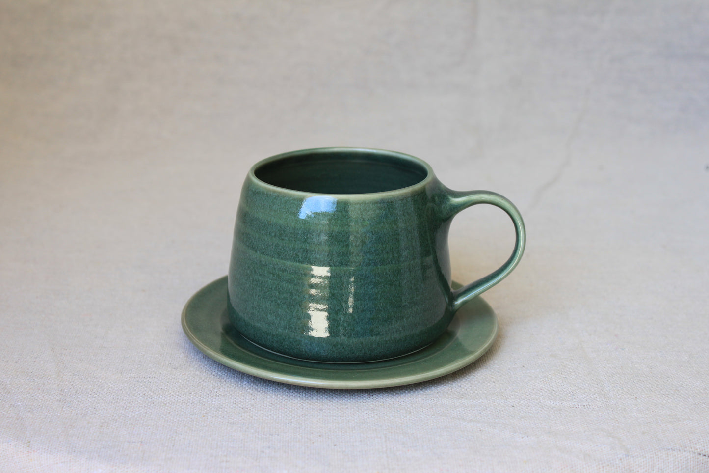 Handmade Porcelain Coffee Mug with Saucer