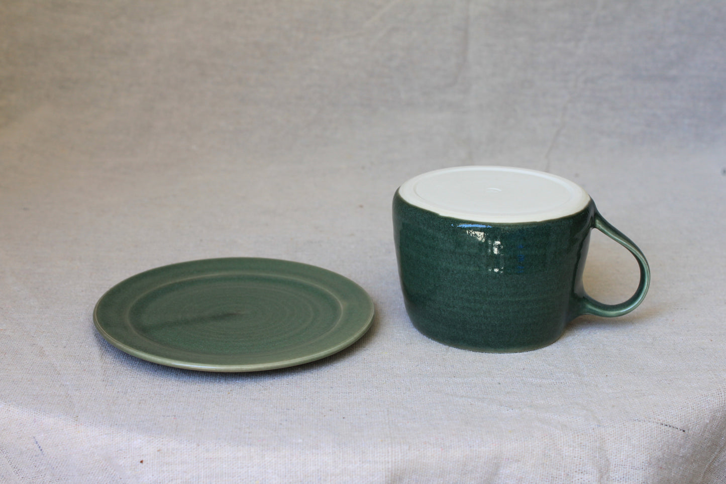 Handmade Porcelain Coffee Mug with Saucer