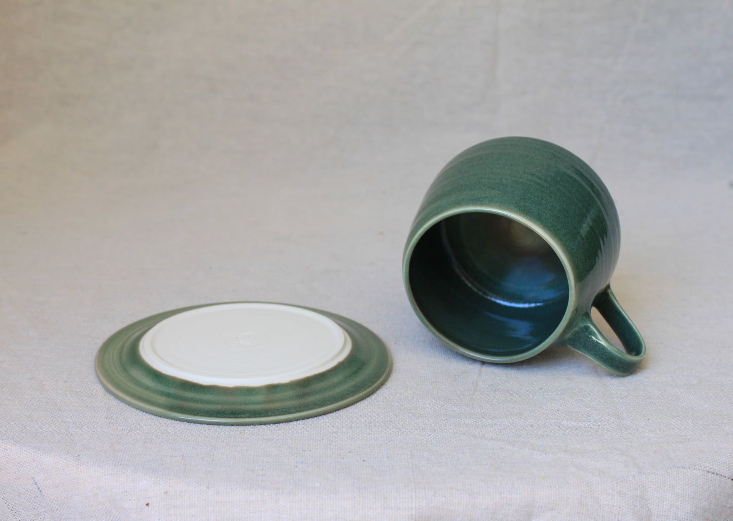 Handmade Porcelain Coffee Mug with Saucer