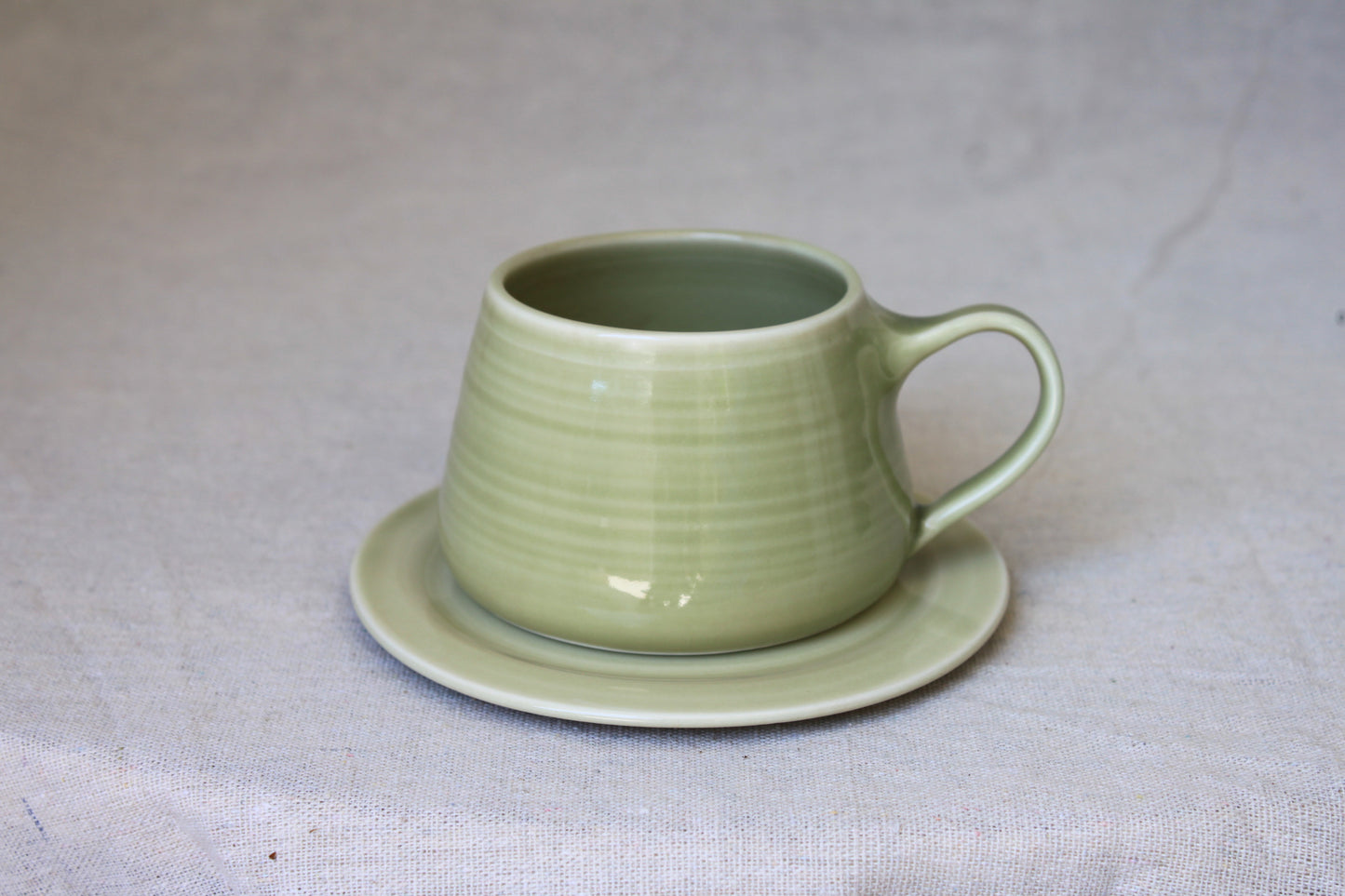 Handmade Porcelain Coffee Mug with Saucer