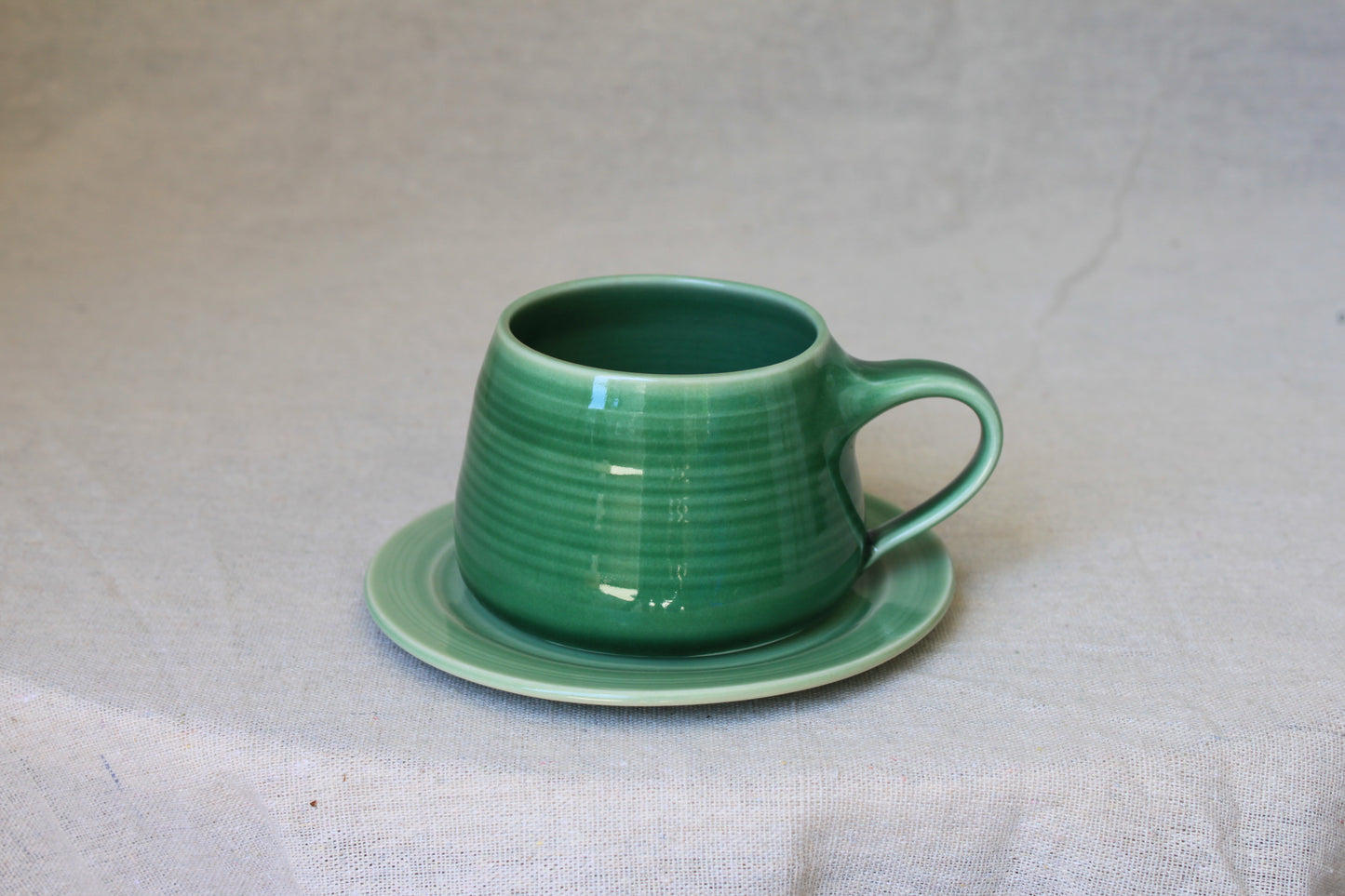Handmade Porcelain Coffee Mug with Saucer