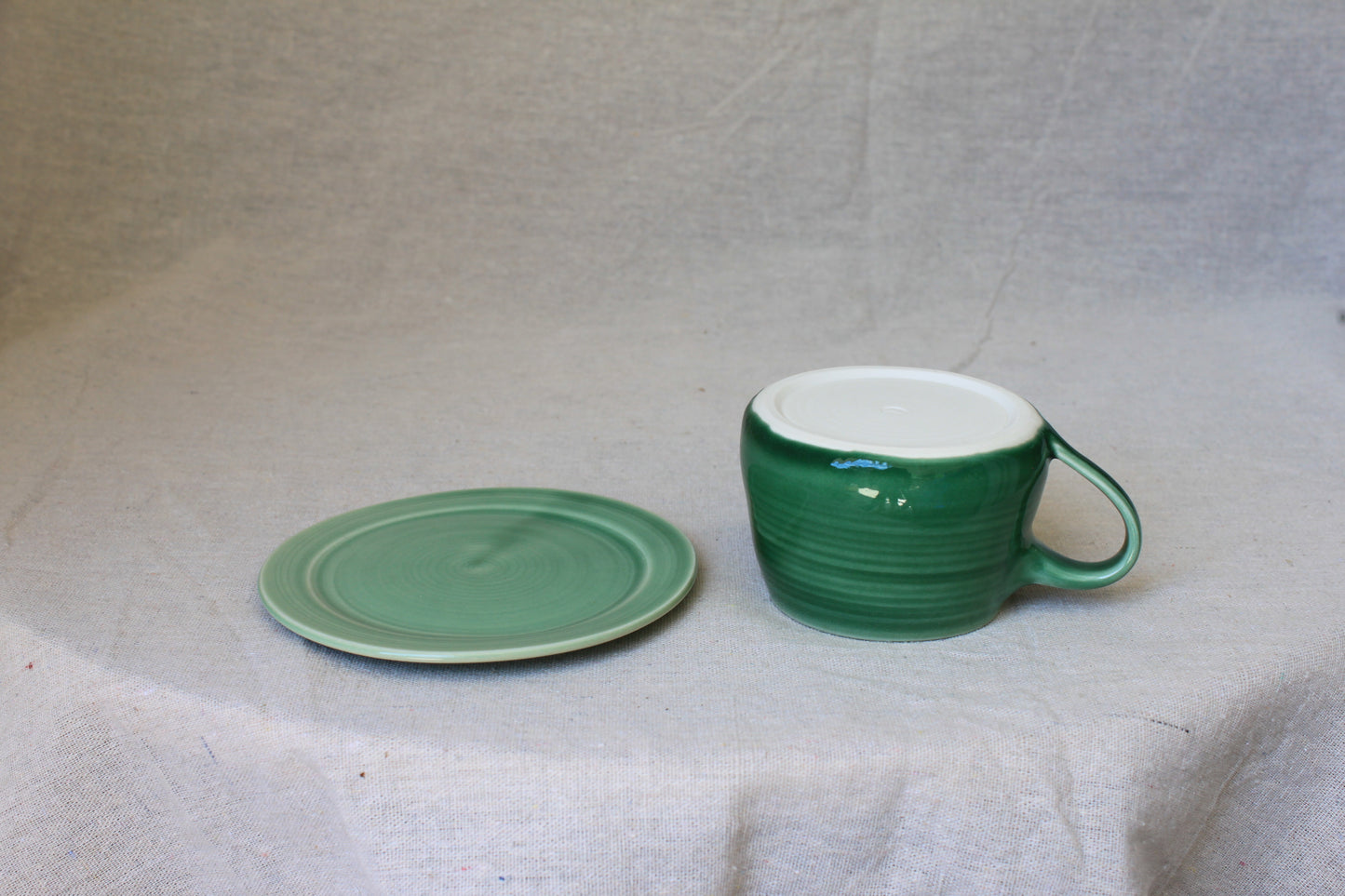 Handmade Porcelain Coffee Mug with Saucer