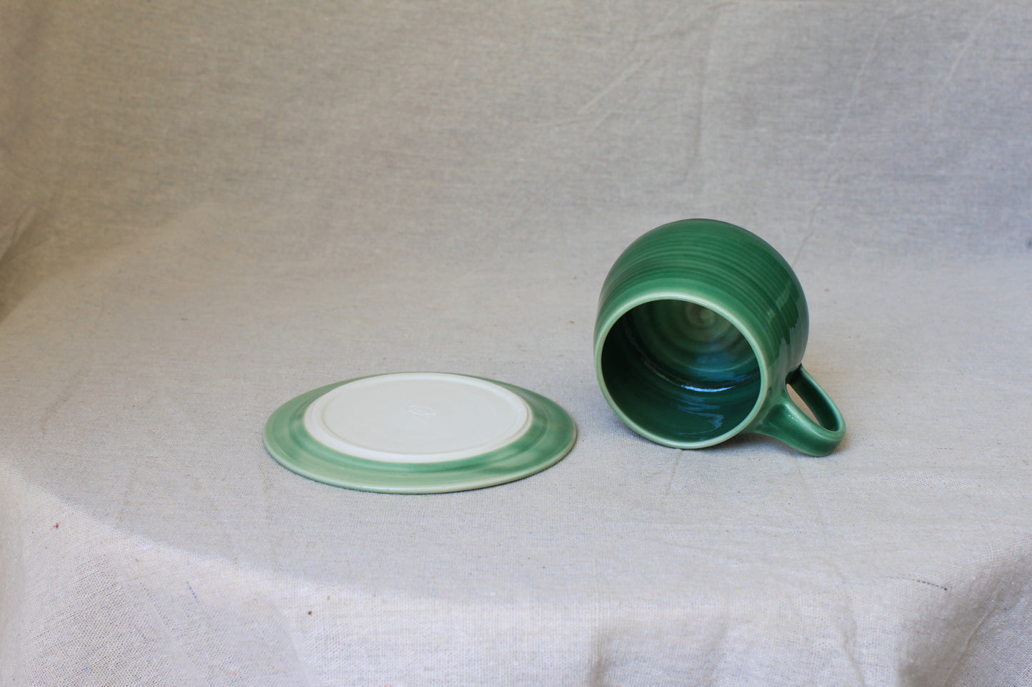 Handmade Porcelain Coffee Mug with Saucer