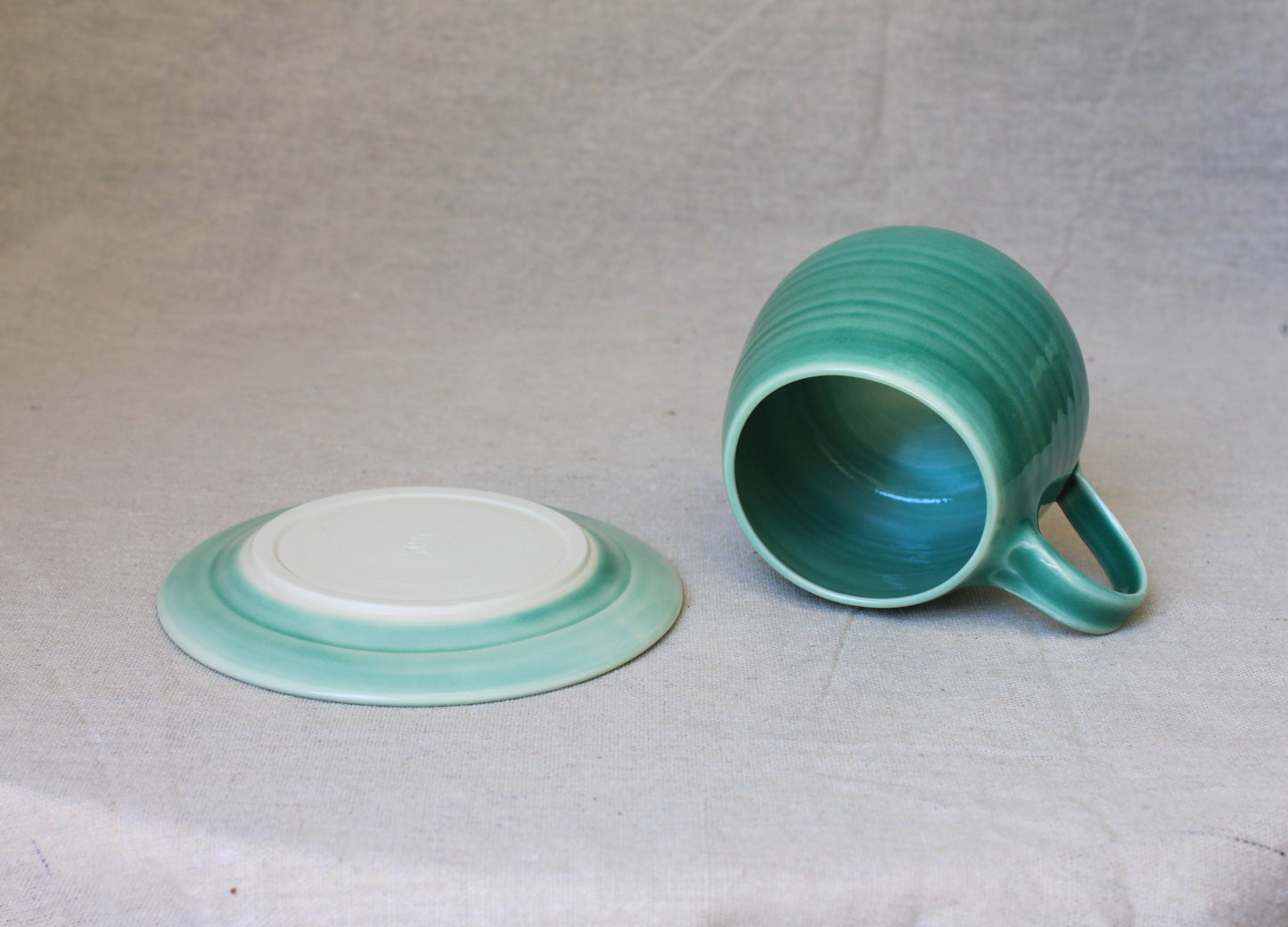 Handmade Porcelain Coffee Mug with Saucer