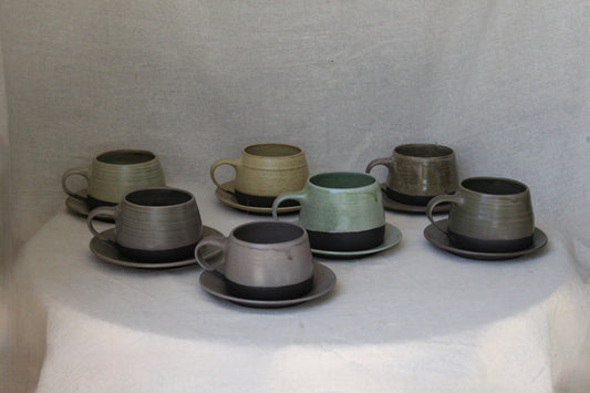 Handmade Ceramic Coffee Mug with saucer